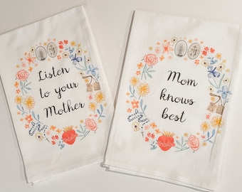 Blessed Mother Hand Towels | Catholic Cotton Hand Towels| Kitchen Towels | Catholic Mother Gift