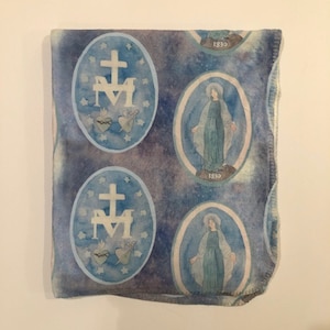 Catholic Baby Blanket  Mary Blanket  Baptism Blanket  Catholic Birthday Gift Miraculous Medal Sherpa Blanket