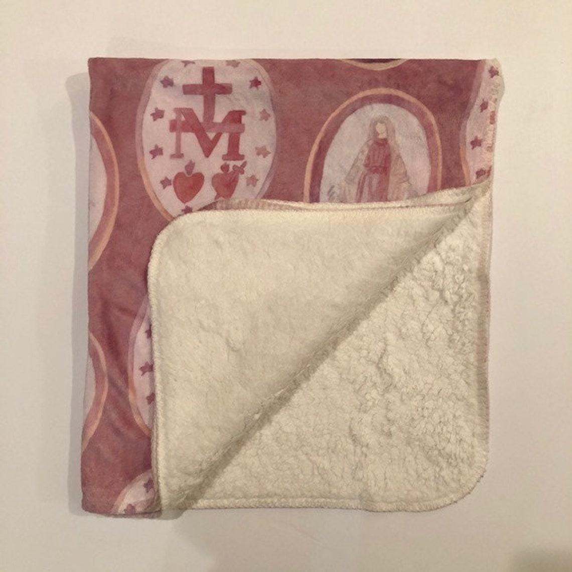 Catholic Baby Blanket Mary Blanket Baptism Blanket Catholic Etsy