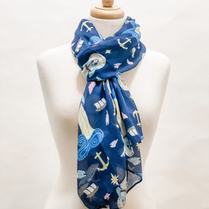 Our Lady Star of the Sea | Blessed Mother Catholic Mary Scarf | Mother's Day Scarf Miraculous Medal | Stella Maris