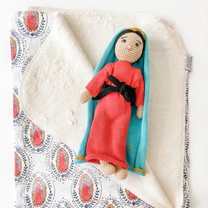 Our Lady of Guadalupe Doll and Fleece Baby Blanket | Catholic Baby Gift | Catholic Baptism Gift