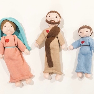 Set of Holy Family Knit Dolls St. Joseph, Mary, Jesus St. Joseph Doll Blessed Mother Doll Child Jesus Doll Catholic Doll Set