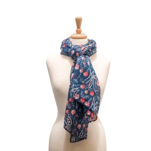 Ave Maria Navy Blue Catholic Fashion Scarf Auspice Maria Blessed Mother Catholic Monogram Scarf Miraculous Medal