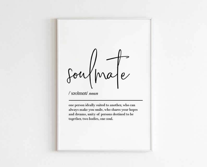 Soulmate print, engagement gifts, anniversary gifts, gift for him, birthday presents, girlfriend gift, boyfriend gift, husband gift 