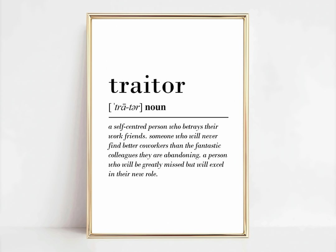 Traitor Definition Print Leaving Gift Work Colleague Work Etsy