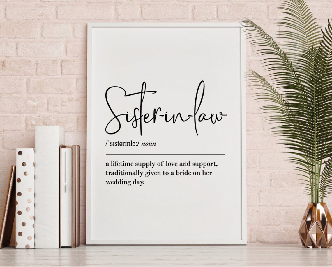 Sister in Law Definition Print Sister in Law Gifts Sister Etsy UK