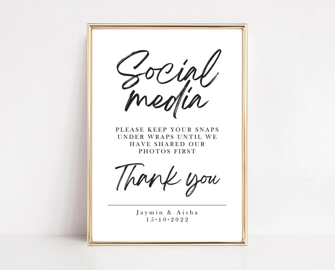 Social Media Wedding Sign Personalised Wedding Print Polite - Etsy UK