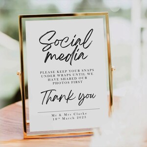 Social Media Wedding Sign Personalised Wedding Print Polite - Etsy