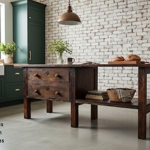 Vintage kitchen island / shop counter / sideboard / rustic industrial kitchen counter / rustic farmhouse kitchen island / reclaimed wood