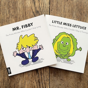 Mr Fibby x Little Miss Lettuce - 2x Political Zines - Anti-Tory Boris Johnson - Funny Political Gifts for Conservatives Secret Santa