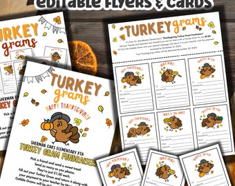Turkey Gram Fundraiser Flyer Template EDITABLE | Thanksgiving Candy Gram | Fall School Fundraiser Ideas | Gobble Gram PTO PTa Candy Gram