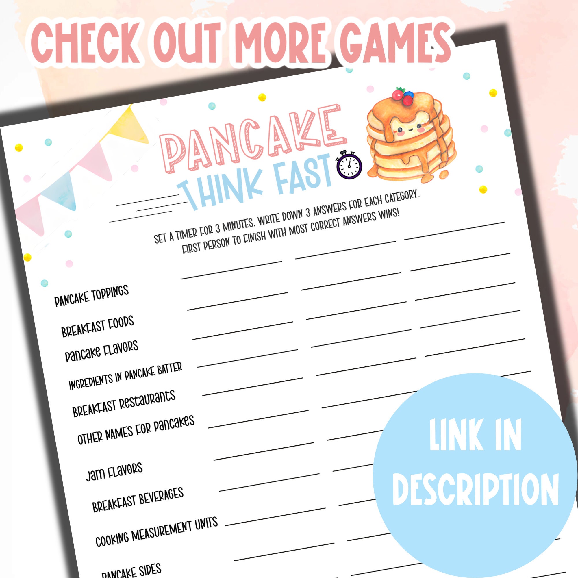 What's Your Pancake Name Game & Name Tags Pancake Party Etsy Canada