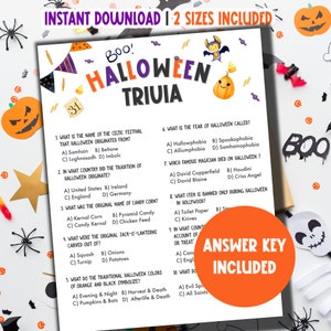 Halloween Trivia Game Printable | Halloween Trivia Quiz Party Game | Halloween Fun Fact Trivia For Adults and Kids Classroom Activities