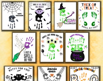 Halloween Handprint Art | Halloween Handprint Craft Bundle | Halloween Handprint Printable | Halloween Handprint Footprint Template