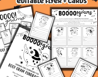 Boo Grams Templates Fundraiser Flyer EDITABLE | Halloween Candy Gram Printable For School | Halloween Boo Gram Order Form PTO PTA