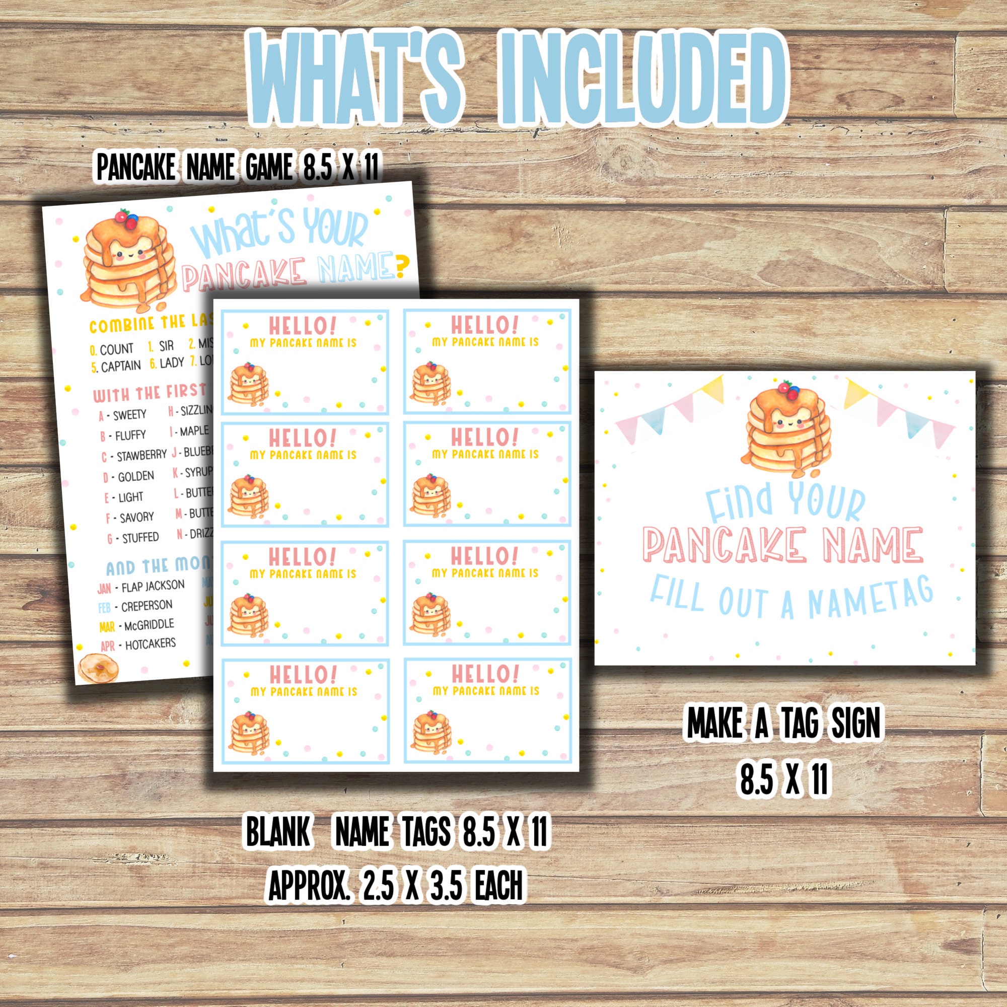 What's Your Pancake Name Game & Name Tags Pancake Party Etsy Canada