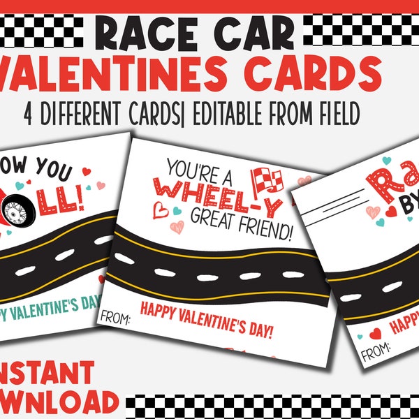 Hot Wheels Valentine Cards Printable | Matchbox Car Valentine Tags | Boy Valentines | Classroom Valentines | Race Car Valentines |Toy Car