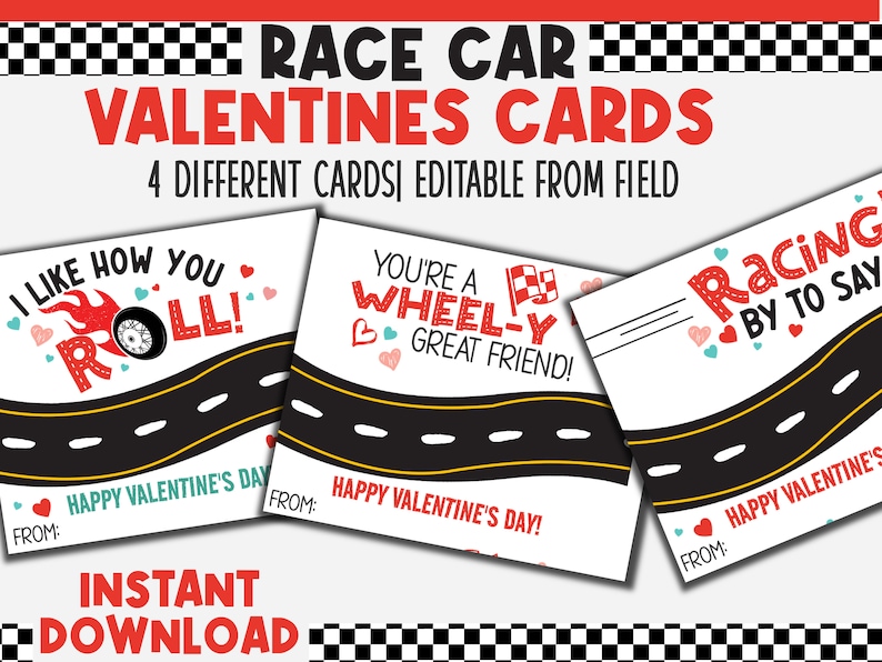 hot wheels valentine cards printable with picture of a race track