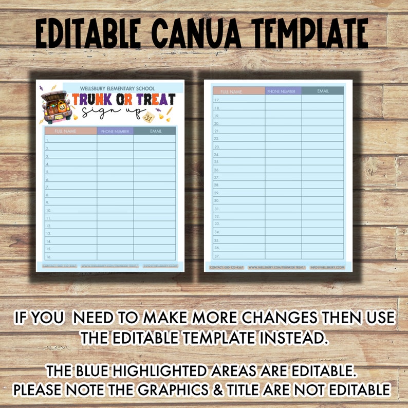 Trunk or Treat Sign Up Sheet EDITABLE TEMPLATE | Halloween Trunk or Treat Volunteer Sign Up Printable Community Event PTA Pto image 4