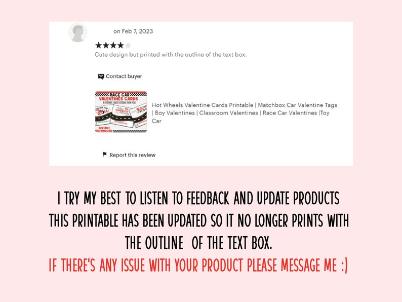 response to a review and update of product