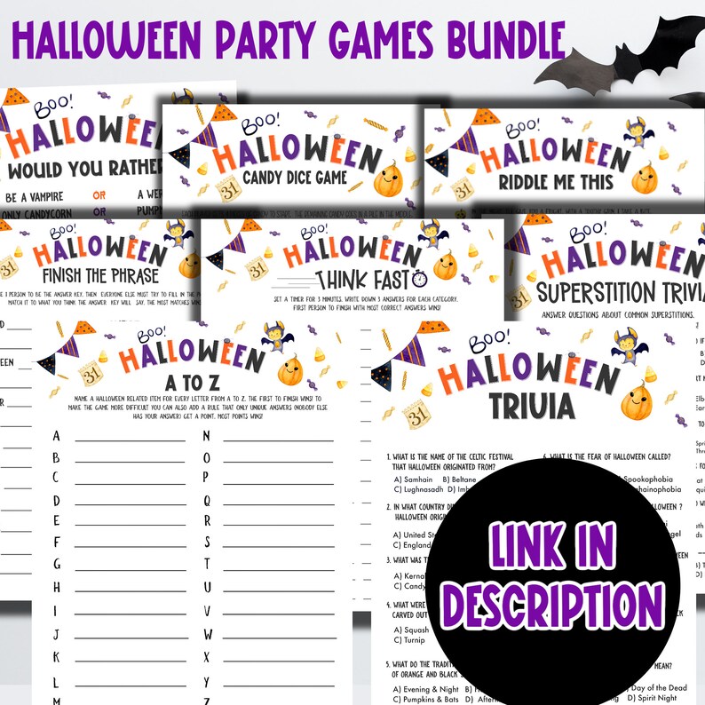 Halloween A to Z Game Printable | Halloween A-Z Party Game | Halloween ...