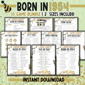 70th birthday games bundle printable