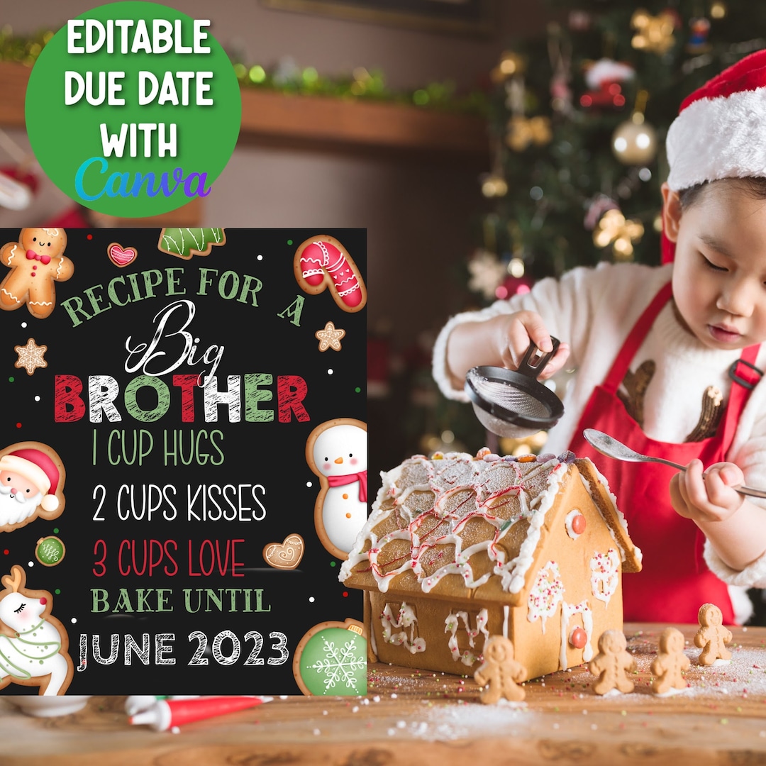 Christmas Big Brother Announcement Chalkboard, Xmas Recipe for A Big Christmas Big Brother