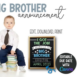 Promoted to Big Brother Announcement Sign, Editable Big Brother Announcement board, Promoted to  Big Brother Pregnancy Announcement digital