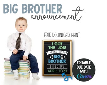 Promoted to Big Brother Announcement Sign, Editable Big Brother Announcement board, Promoted to  Big Brother Pregnancy Announcement digital