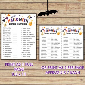 Halloween Phobia Match Game Printable Halloween Trivia Game Name That ...