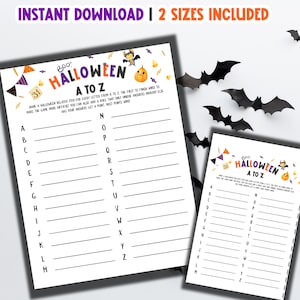 Halloween A to Z Game Printable | Halloween A-Z Party Game | Halloween Activity Classroom | Halloween Alphabet Game