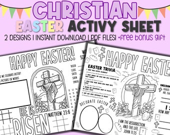 Christian Easter Coloring Activity Placemat Printable PDF, Christian Easter Coloring Pages, Easter Sunday School Activities
