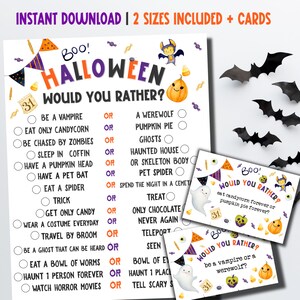 Halloween Zou je liever spelen | Halloween dit of dat spel afdrukbaar | Halloween zou je liever kaarten | Halloween-feestspellen