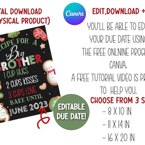 Christmas Big Brother Announcement Chalkboard, Xmas Recipe for A Big