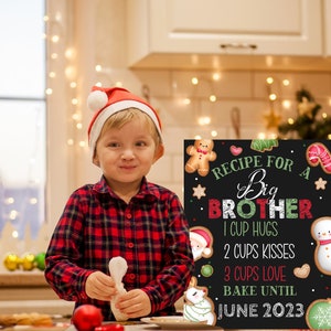 Christmas Big Brother Announcement Chalkboard, Xmas Recipe for A Big
