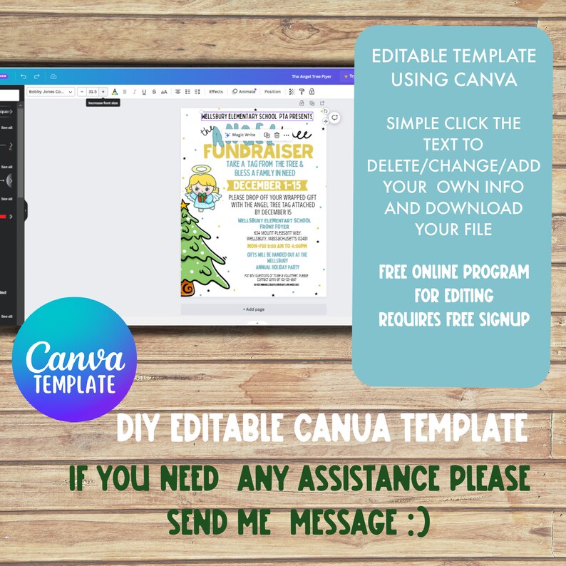 Angel Tree Fundraiser Flyer EDITABLE TEMPLATE | Giving Tree Flyer ...