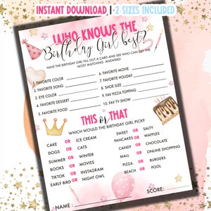 Who Knows The Birthday Girl Best | How Well Do You Know The Birthday Girl | Birthday Quiz  Birthday Questionnaire | Girl Birthday Party Game