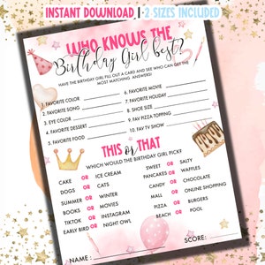 Who Knows The Birthday Girl Best | How Well Do You Know The Birthday Girl | Birthday Quiz  Birthday Questionnaire | Girl Birthday Party Game