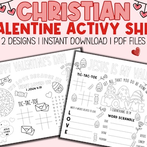 Christelijke Valentijnsdag activiteitenblad afdrukbaar | Valentijnsdag placemat PDF| Schrift Valentijn | Valentijnsdagspelen zondagsschool