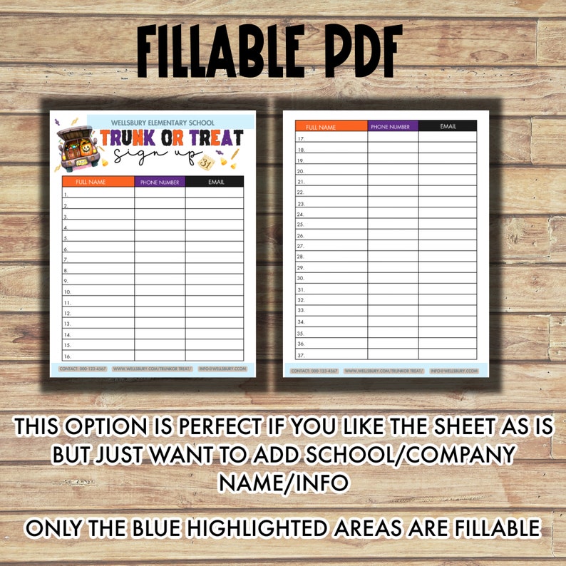 Trunk or Treat Sign Up Sheet EDITABLE TEMPLATE | Halloween Trunk or Treat Volunteer Sign Up Printable Community Event PTA Pto image 3
