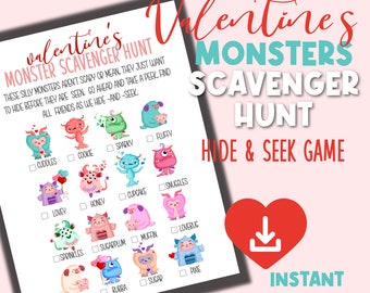 Valentine's Day Scavenger Hunt with Picture Cards To Hide, Valentine's Treasure Hunt Game for Kids, Preschool Valentine Games Classroom