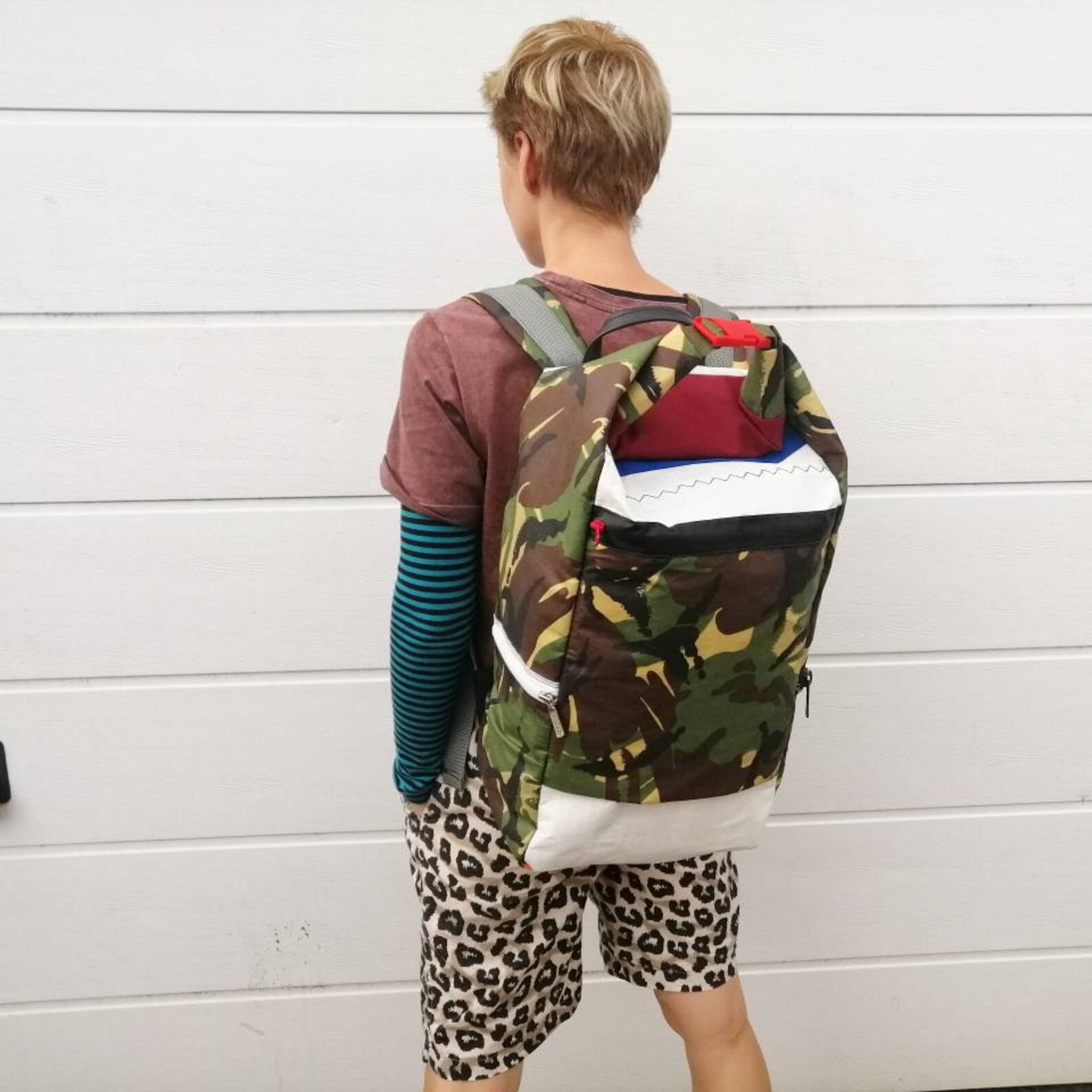 Upcycled sail camo rolled top backpack Etsy