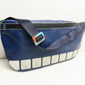 Shoulder Messenger Bag from Lorry side curtain Tarpaulin and Buckle made of recycled plastic