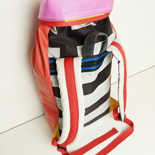 Upcycled tarpaulin and boat sail shops rolltop backpack M