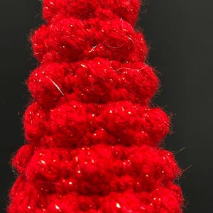 Handmade Crochet Red Christmas Tree – Bobble Stitch Holiday Tree Decor – Festive Yarn Tree – Ready to Ship