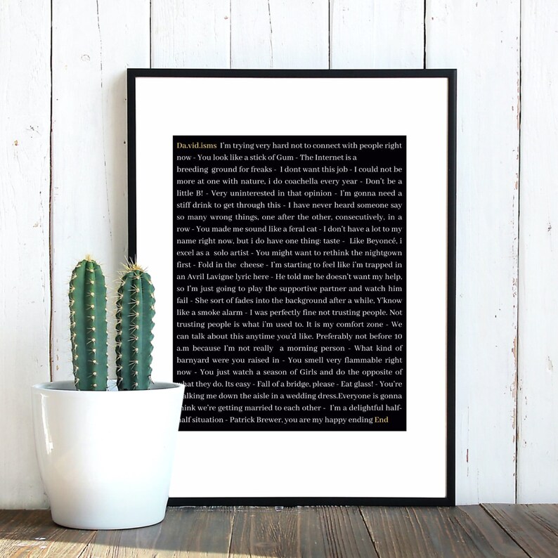 David Rose Quotes Print David Rose Print Schitts Creek Etsy
