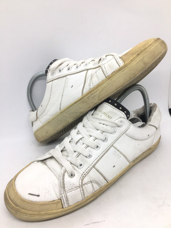 SAINT LAURENT シューズ 37 Saint Lauren Paris SL 37 Studded Low Leather White - Etsy