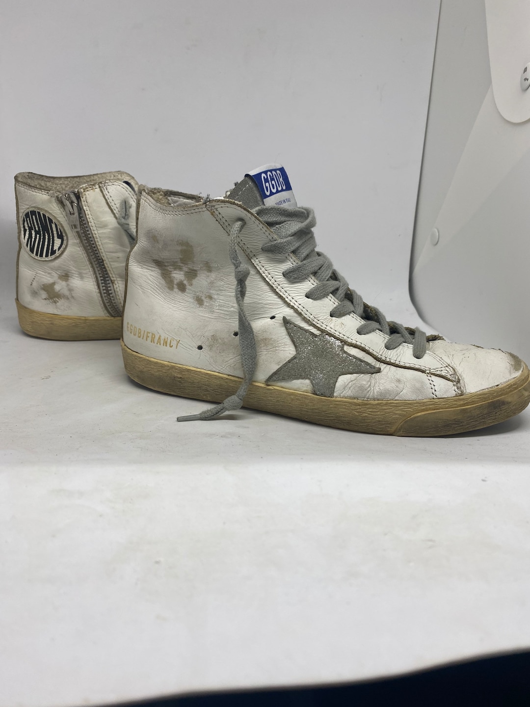 靴 golden goose francy 41 Men's Golden Goose GGDB FRANCY High Top Denim Sneakers Green