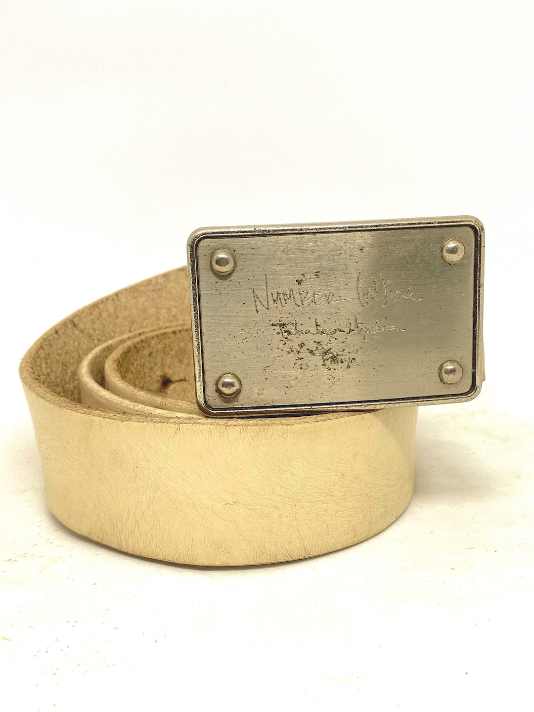 NUMBER NINE Vintage Leather Belt Square Buckle - Etsy