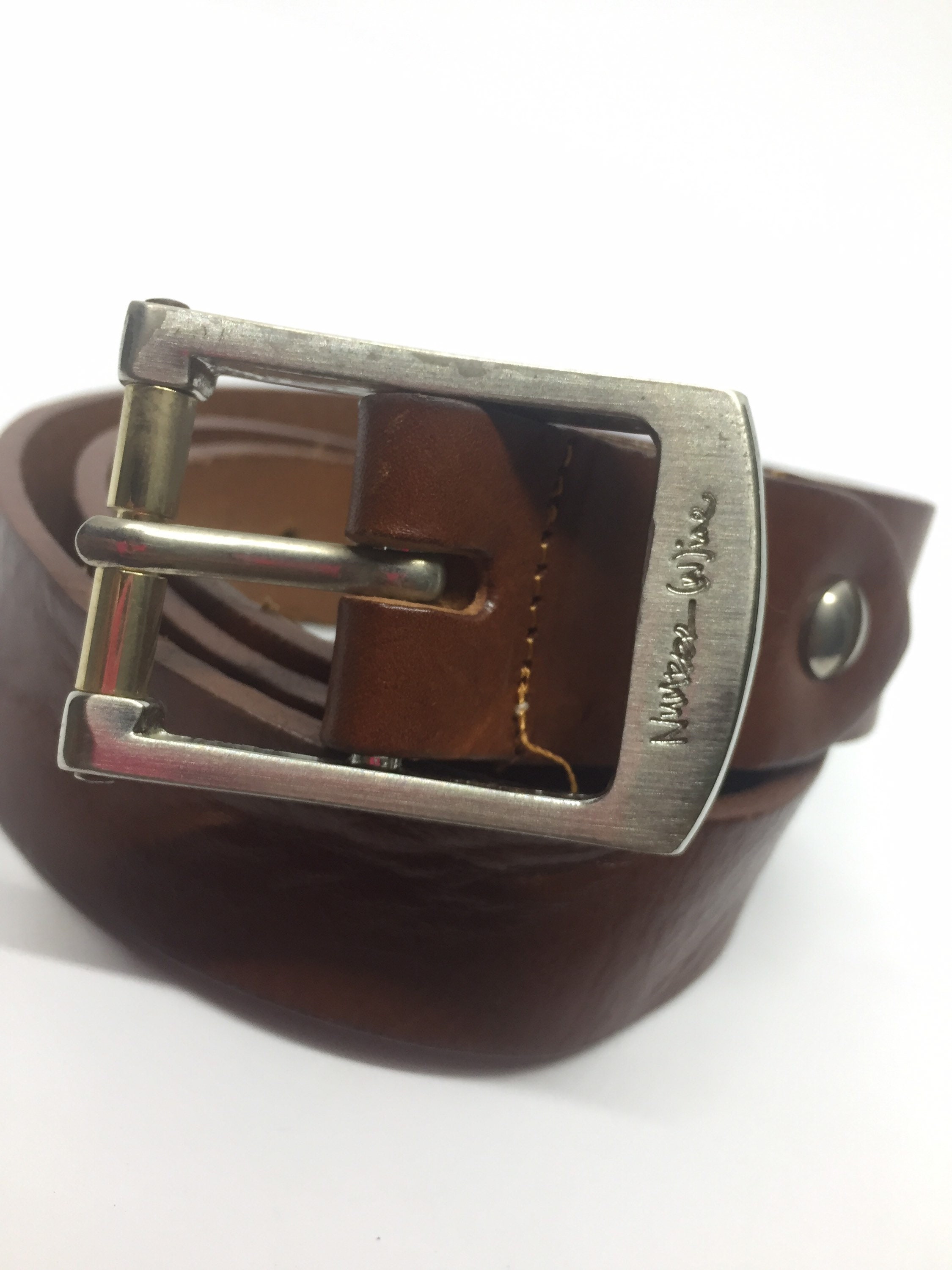 NUMBER NINE Vintage Brown Leather Belt Metal Logo - Etsy